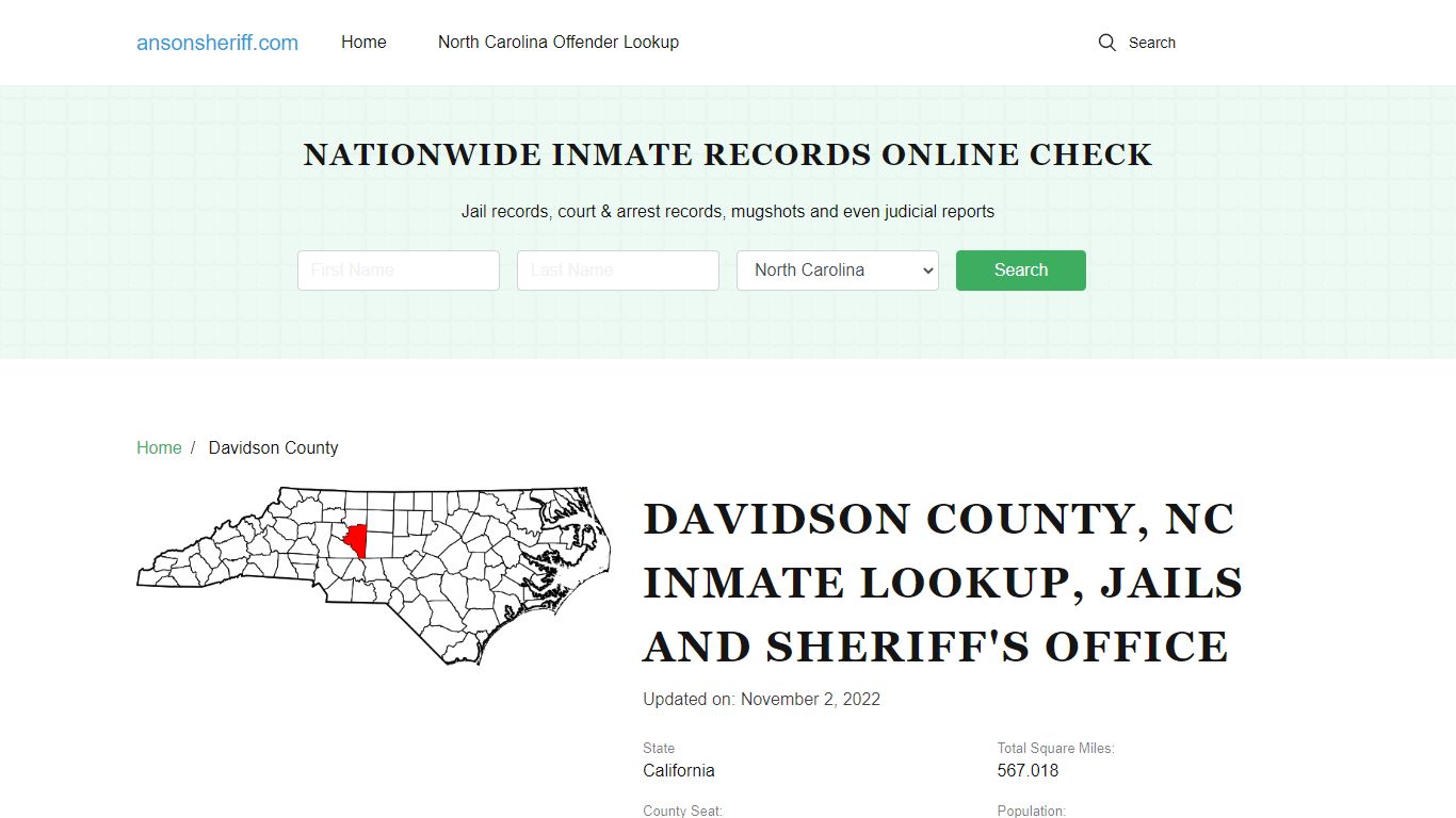 Davidson County, NC Inmate Search, Jails, Sheriff