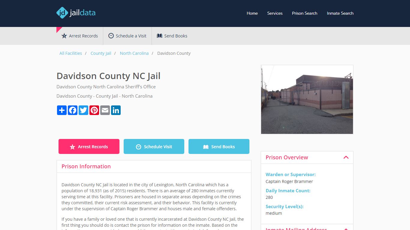 Davidson County NC Jail Inmate Search and Prisoner Info - Lexington, NC